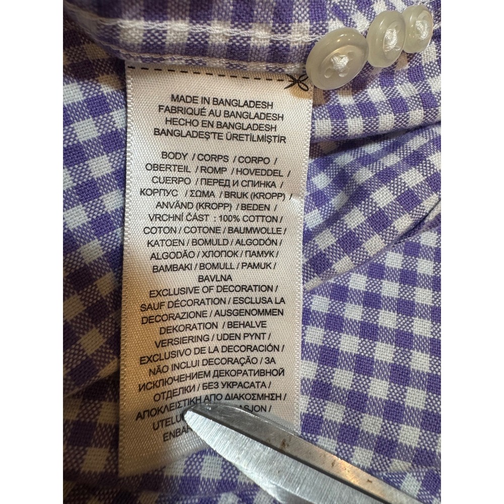 Polo Ralph Lauren Mens XXL Classic Fit Gingham Button Down Shirt Purple White - Picture 8 of 9